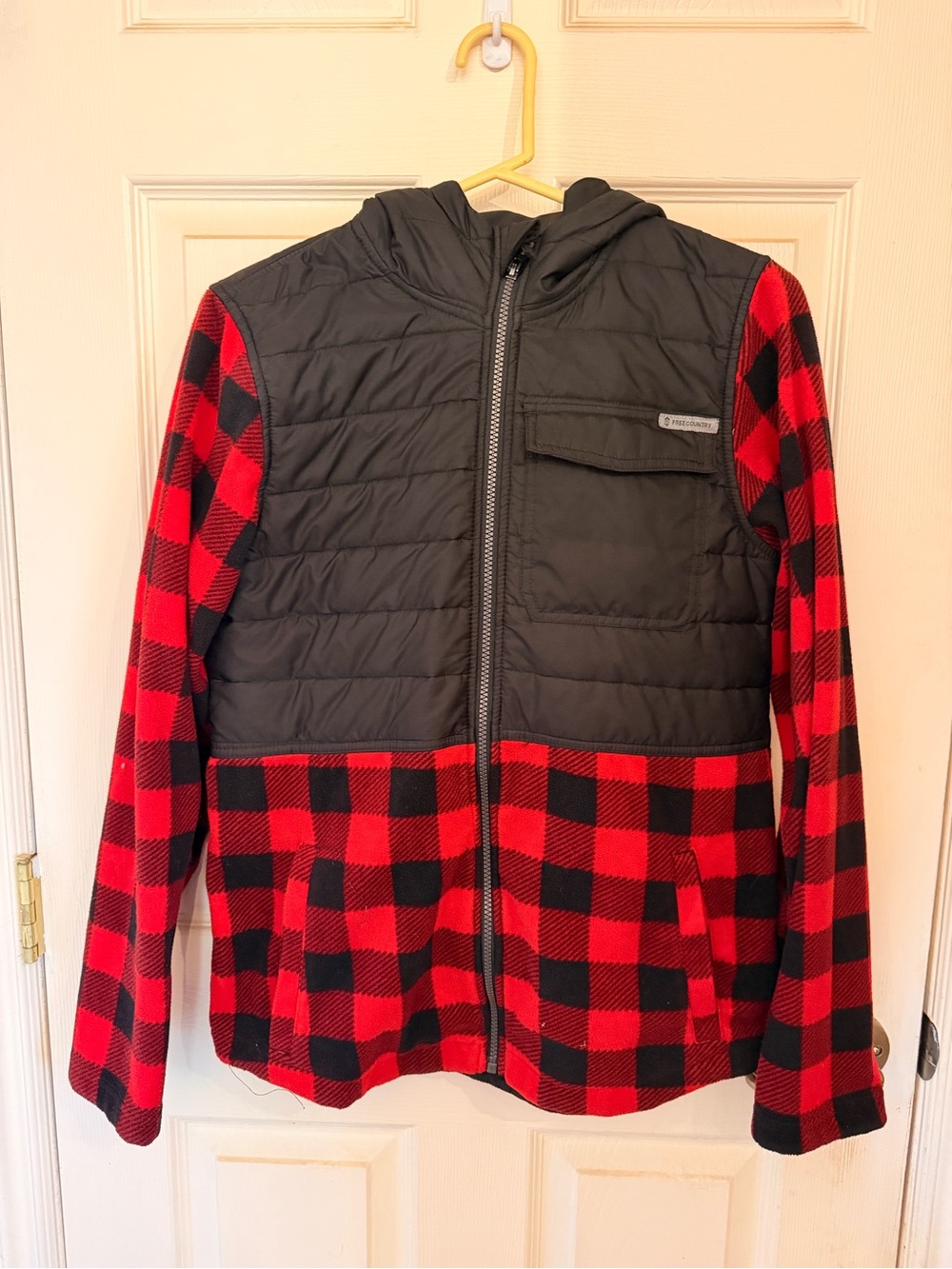 Red and black plaid fleece jacket